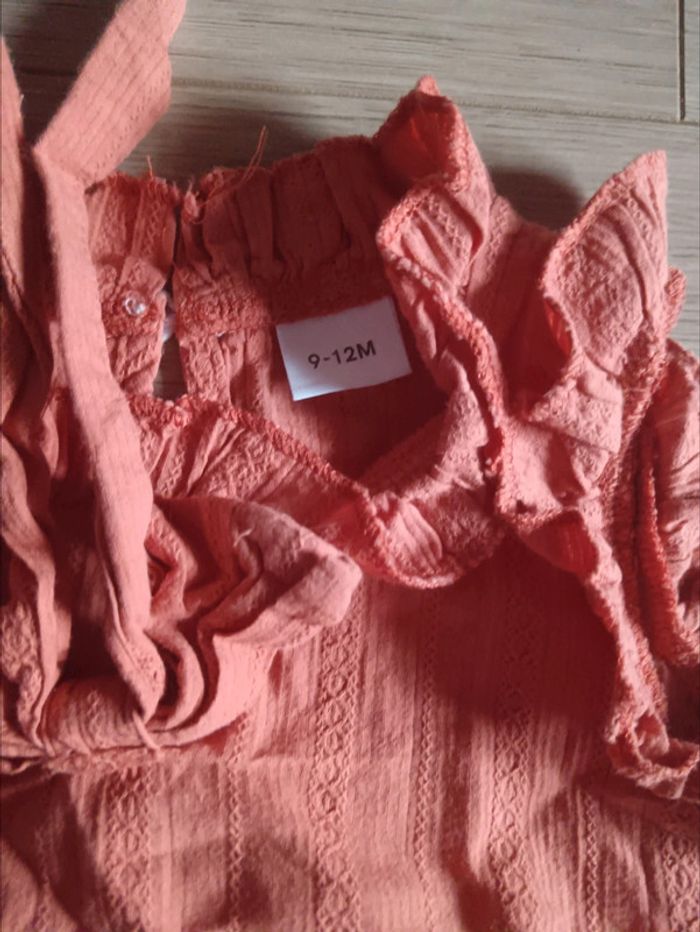 Barboteuse vieux rose corail orange 9-12 mois - photo numéro 2