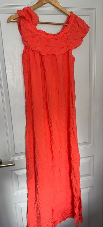 Robe longue col bateau couleur corail Gémo