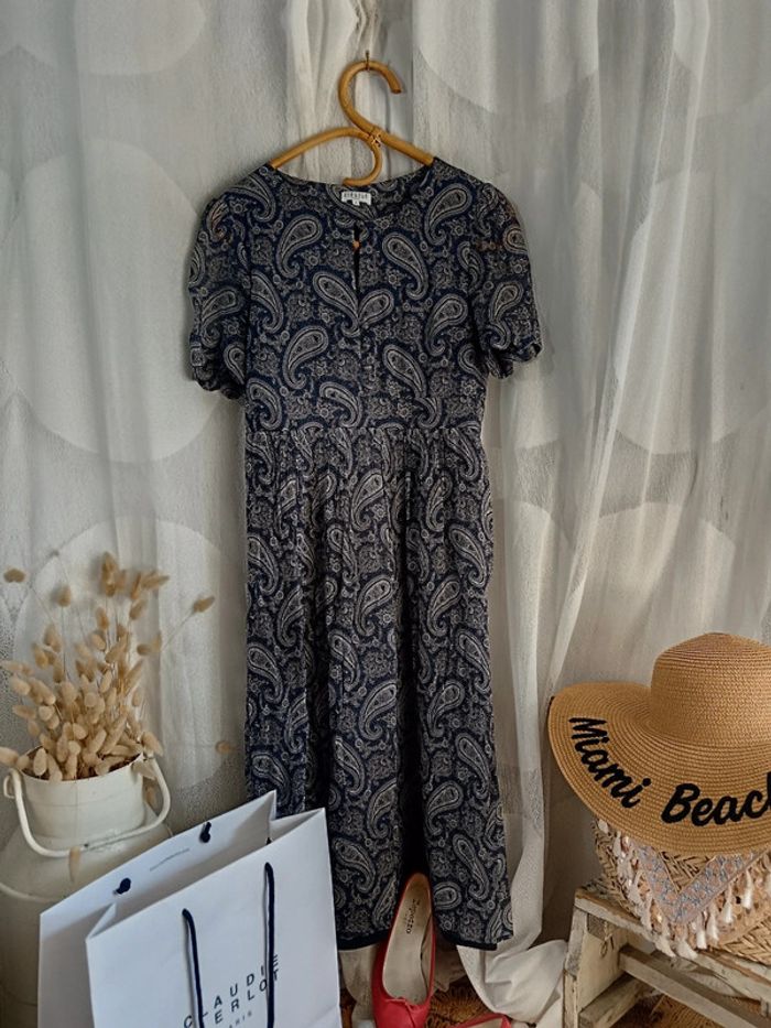 Claudie Pierlot | Robe Rizalde  bleu Et noir | t. 36 - photo numéro 8