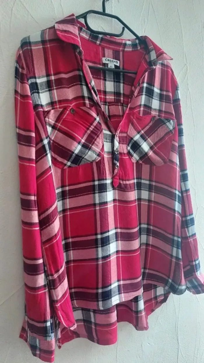 Blouse à carreaux rouges - Taille 40 - photo numéro 3