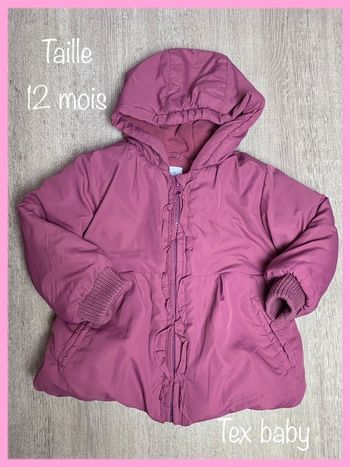Manteau hiver à capuche - taille 12 mois