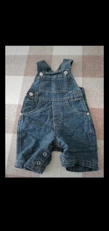 Salopette 1 mois bleu courte en jean orchestra