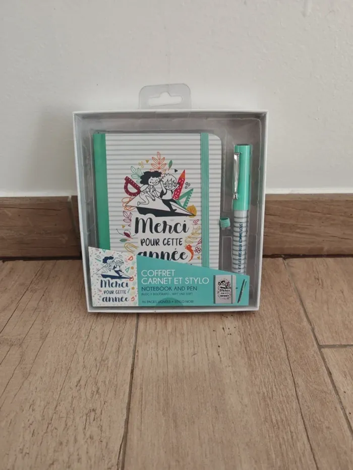 Cadeau merci maîtresse coffret carnet et stylo