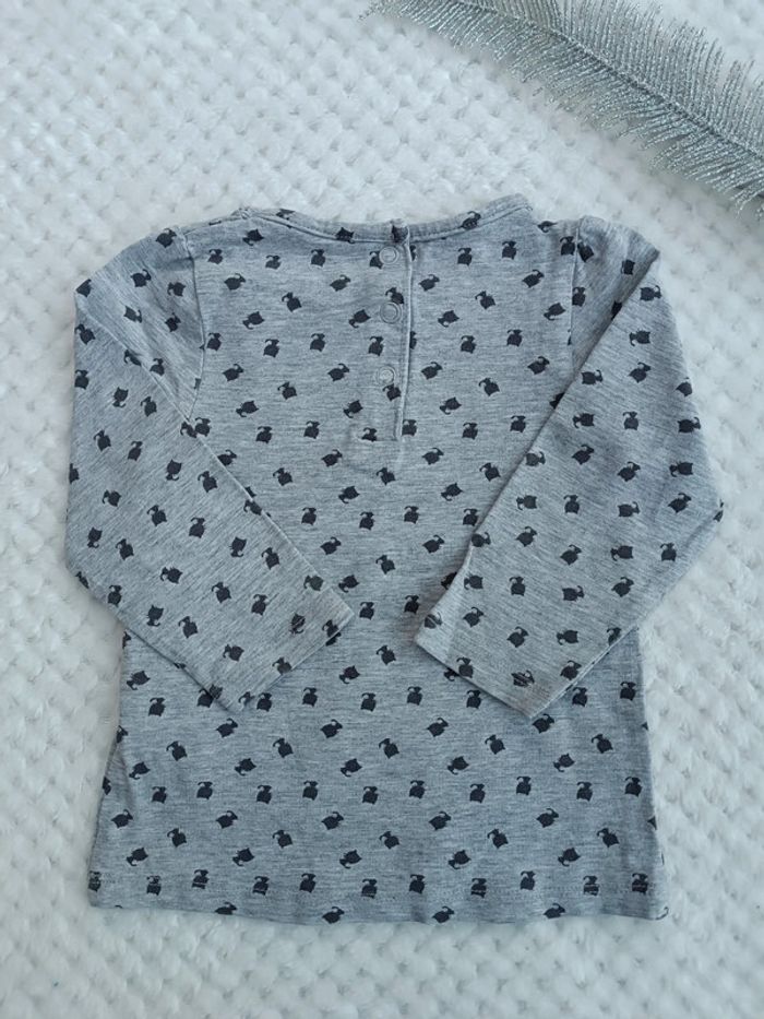 🔸T-shirt gris chats noirs Orchestra - 9 mois🔸 - photo numéro 3