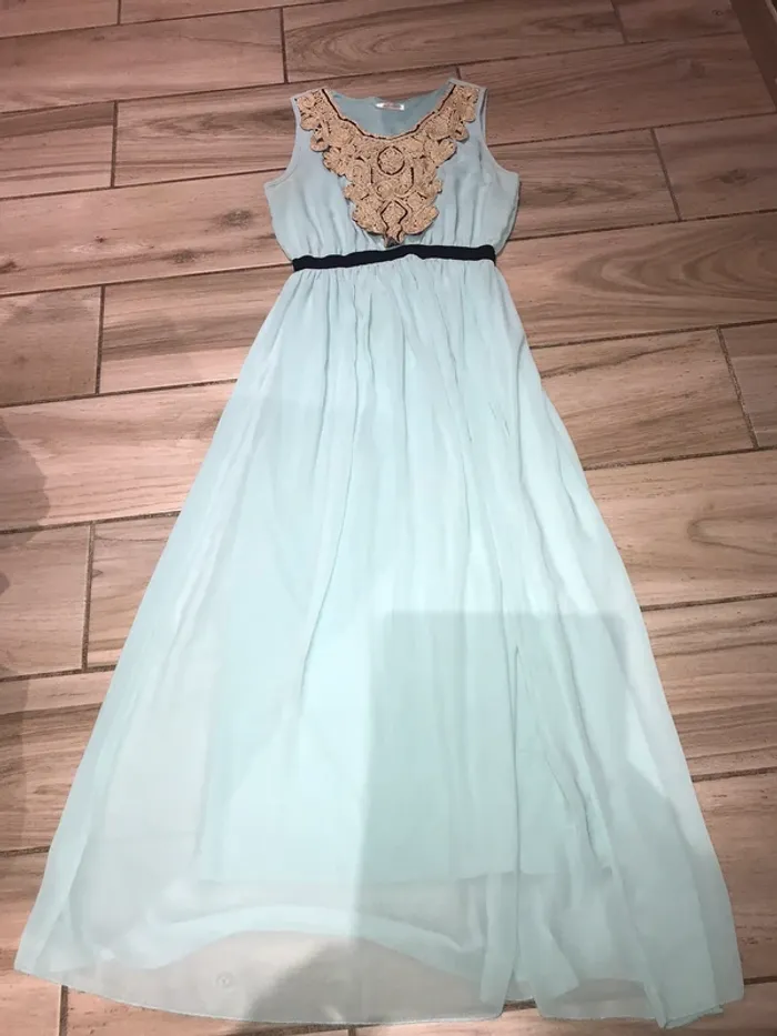 Robe turquoise et doré TU