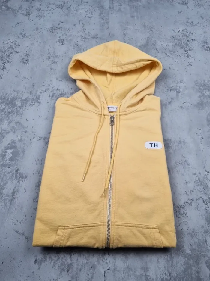 Sweat zippé à capuche Tommy Hilfiger jaune XL Femmes (mesures en photos) - photo numéro 2