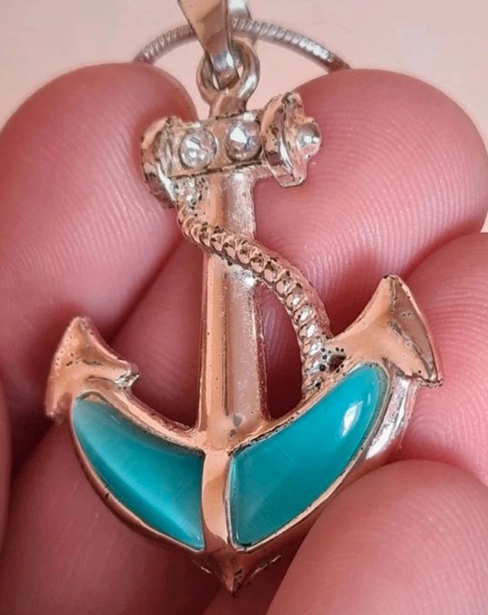 Collier ancre marine bleu - photo numéro 4