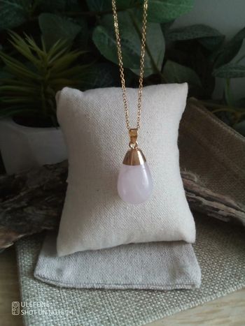 Collier quartz rose pierre naturelle