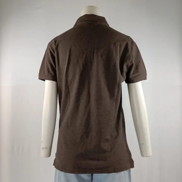 Polo marron slim fit Ralph Lauren en coton stretch, logo vert brodé, taille M homme A1197 - photo numéro 4