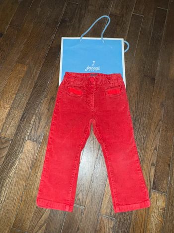 Pantalon velour Jacadi Rouge orange  24 mois