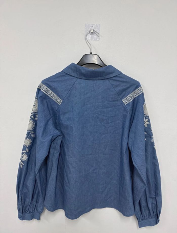 chemise bleu jean brodé blanc - photo numéro 4