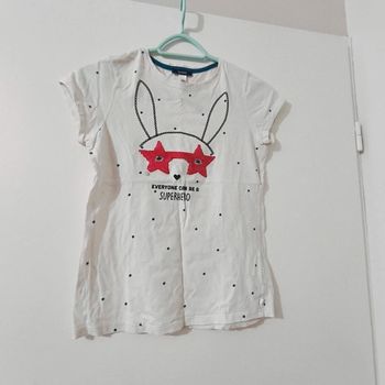 T-shirt Blanc à Sequins Magiques – Motif Lapin – Fille – Taille 12 ans