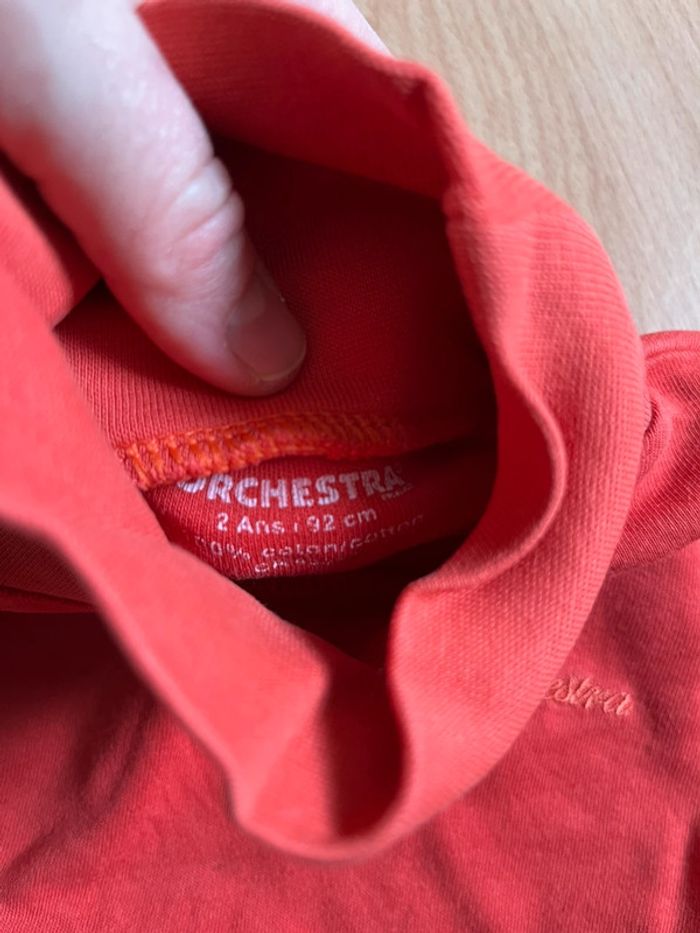 Beau sous-pull orange Orchestra T. 2 ans/92 cm garçon TBE - photo numéro 5