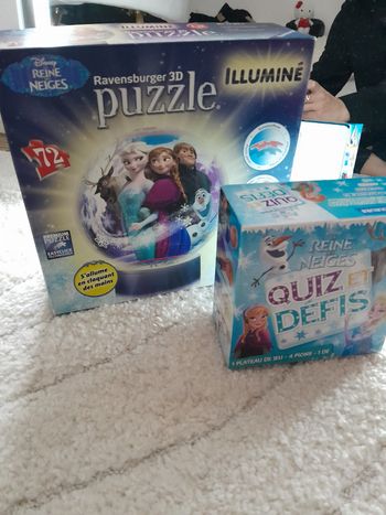 Reine des neiges puzzle Illuminé et jeu quizz et defi