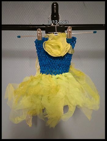 Robe tutu verte et bleue, robe de fête cérémonie ou autre taille 3/12 mois