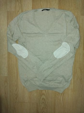 Pull fin homme col v beige taille M celio