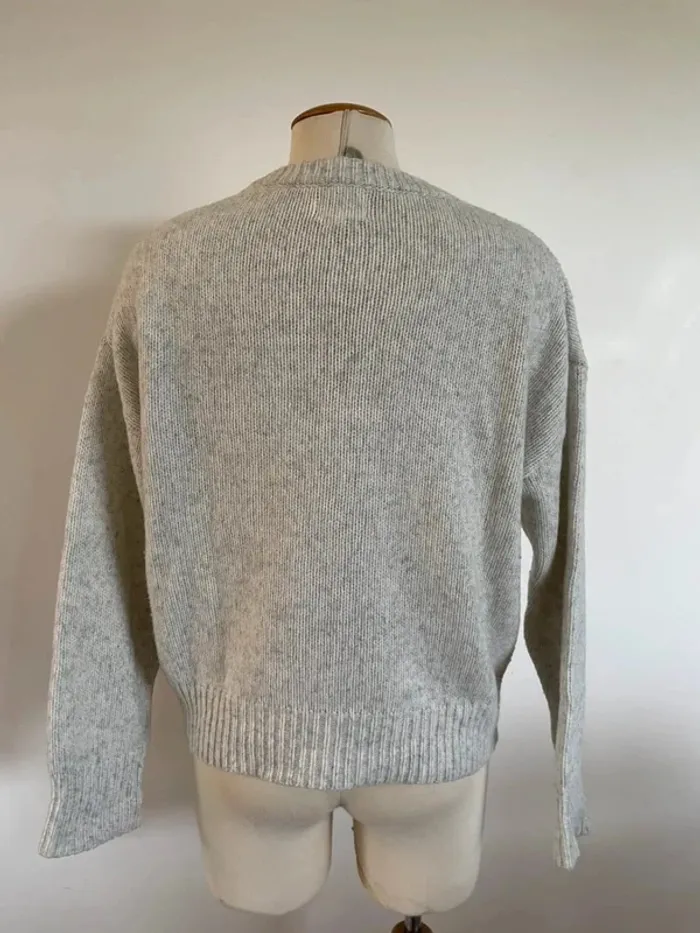 Pull gris clair laine cosy à lacets - photo numéro 4