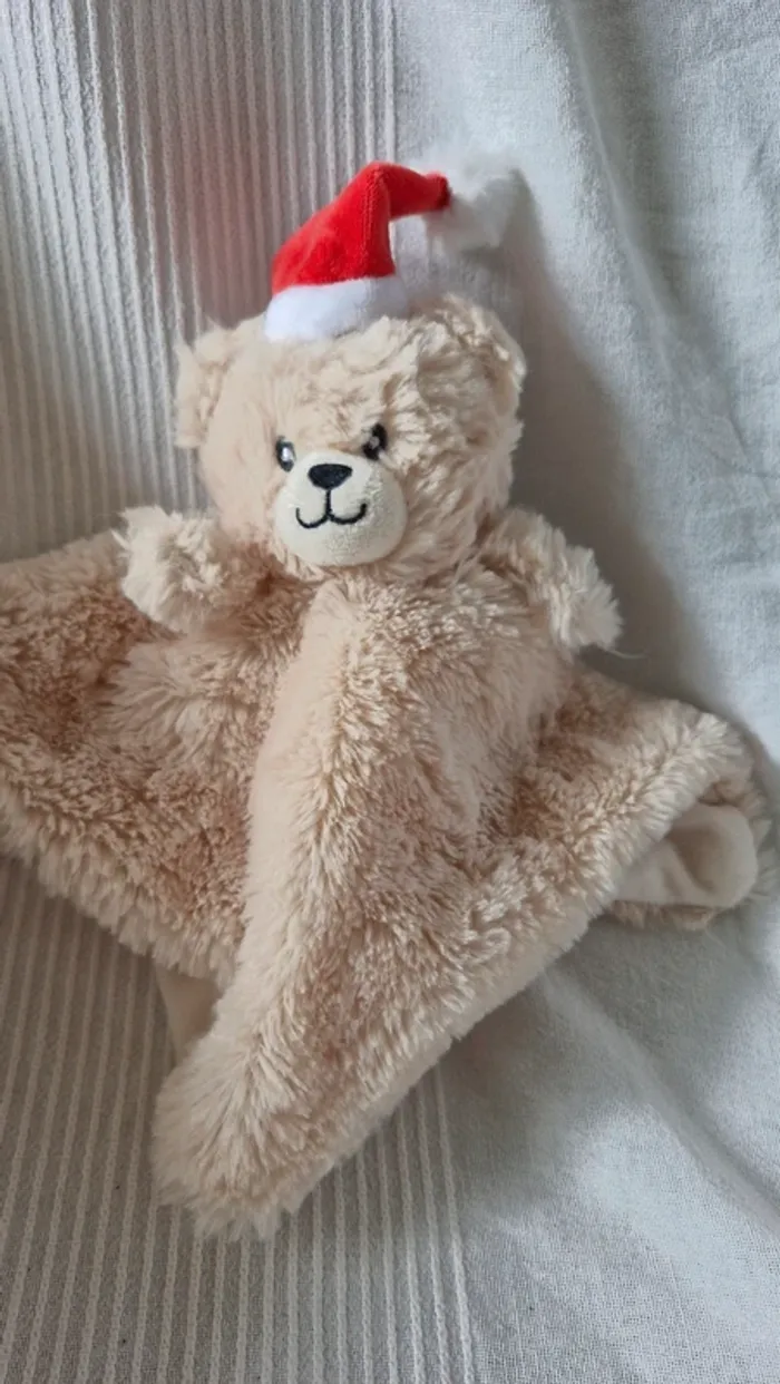 Doudou  plat Ourson  bonnet Noël - photo numéro 4