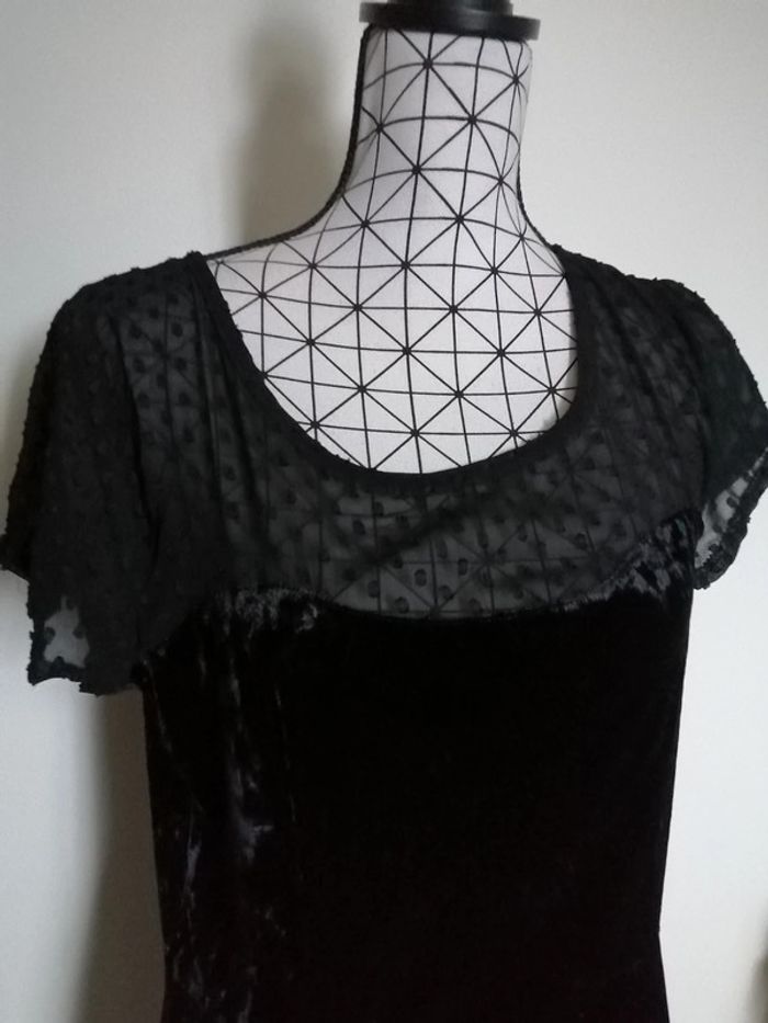 Robe velours et effet dentelle pois - photo numéro 3