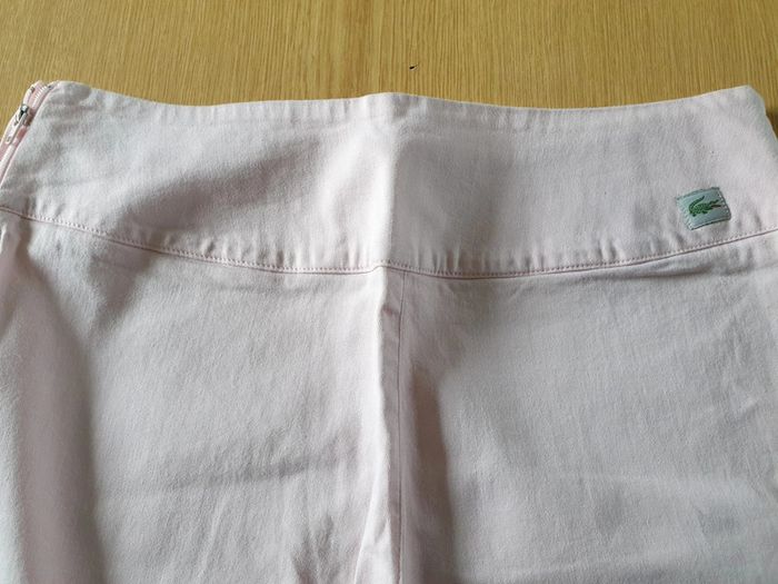 Pantacourt toile femme Lacoste T38 long 91cm rose claire - photo numéro 3