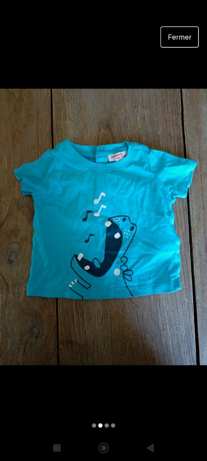 Lot de trois t-shirt manches courtes 3 mois - photo numéro 2