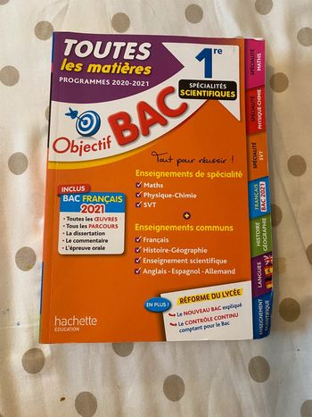 livre toutes les matières programmes 2020 2021 première spé scientifique, bac