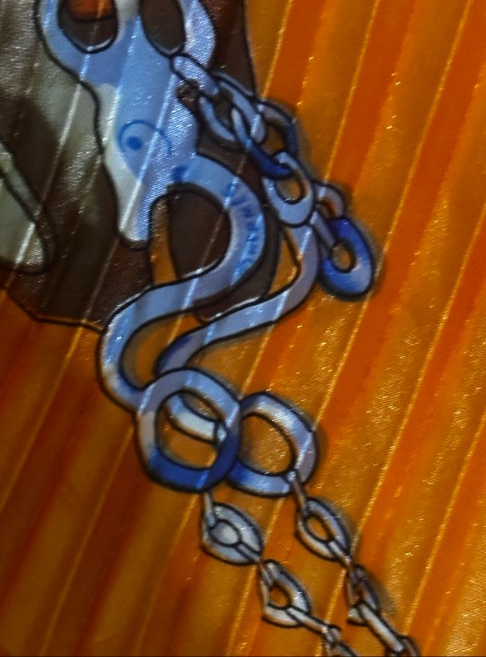Foulard plissé vintage 100 Jade douche% Silk orange orange hermès - photo numéro 7
