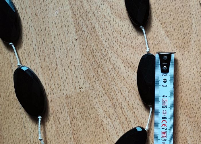 Sautoir réglable grosses perles noires - photo numéro 4