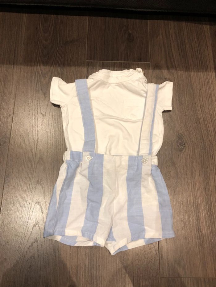 Ensemble 3 mois salopette courte et t-shirt