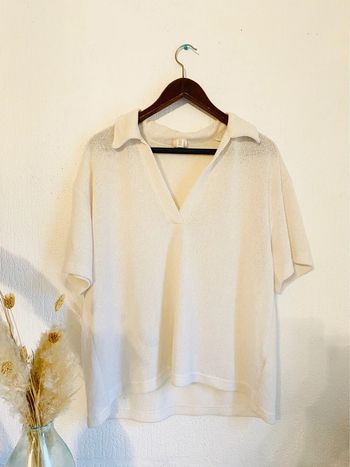 T-shirt polo épais en maille taille xl 42 crème h&m
