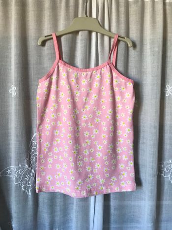 T-shirt tricot de corps rose à pâquerettes 7-8 ans zeeman