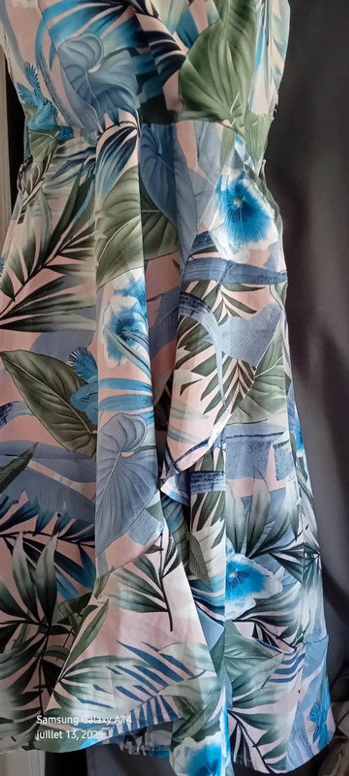 Robe estivale bas volanté ouvert imprimé fleurs zhu su feng femme M - photo numéro 7