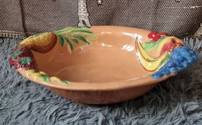 Coupe à fruits en barbotine vintage - photo numéro 1