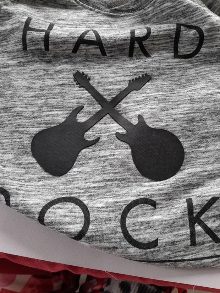 Sweat Hard rock gris chiné avec guitares - photo numéro 11