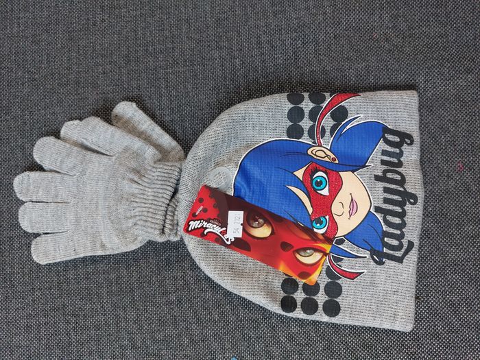 ensemble bonnet gants miraculous gris 54