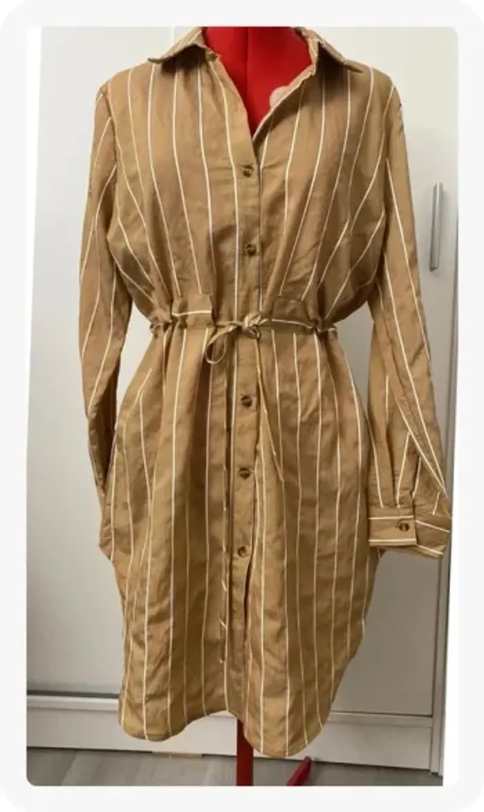 Robe chemise rayée beige PPT Style