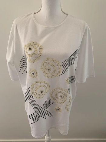T-shirt blanc bariolé Vintage T48/50 4XL/5XL