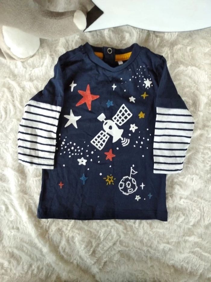 Tee shirt chemise manches longues Garçon 6 mois Espace Planète Satellite étoiles Orchestra - photo numéro 2