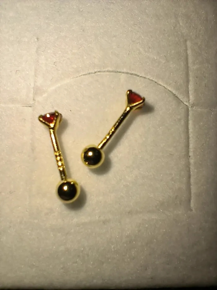 Boucles d'oreilles (puces) rouge et doré