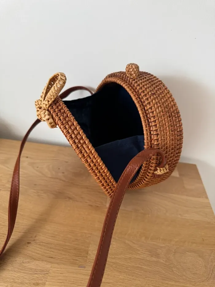 Sac à mains rond en rotin /osier - photo numéro 4