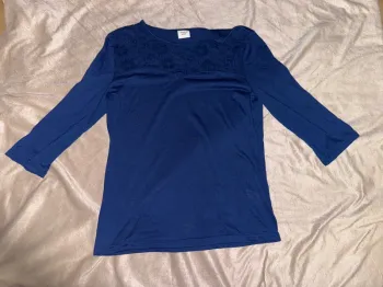 T shirt manche 3/4 bleu L