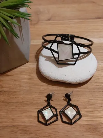 Parrure de bijoux acier noir 🎁🥳