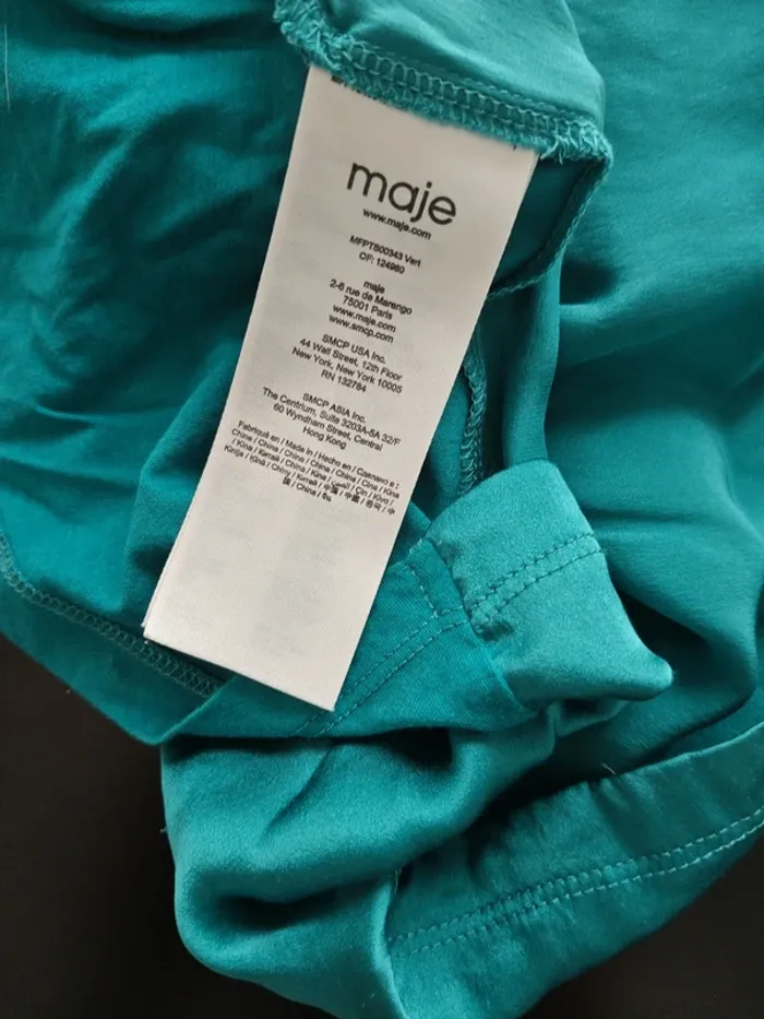 Haut Maje vert turquoise en soie T.3 - photo numéro 6