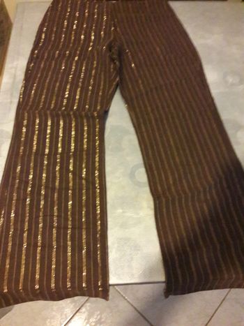Pantalon marron femme lin coton T38