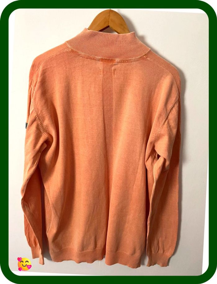 Pull coton zippé Serge Blanco – Homme – Taille XXXL – Orange effet délavé - photo numéro 5