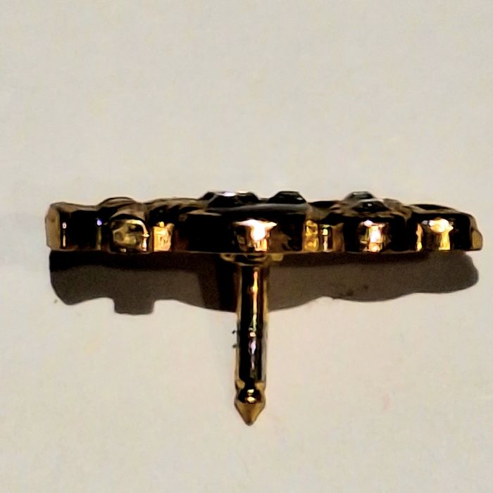 Chouette 6 strass métal doré 17mm broche montée en pin's - photo numéro 3