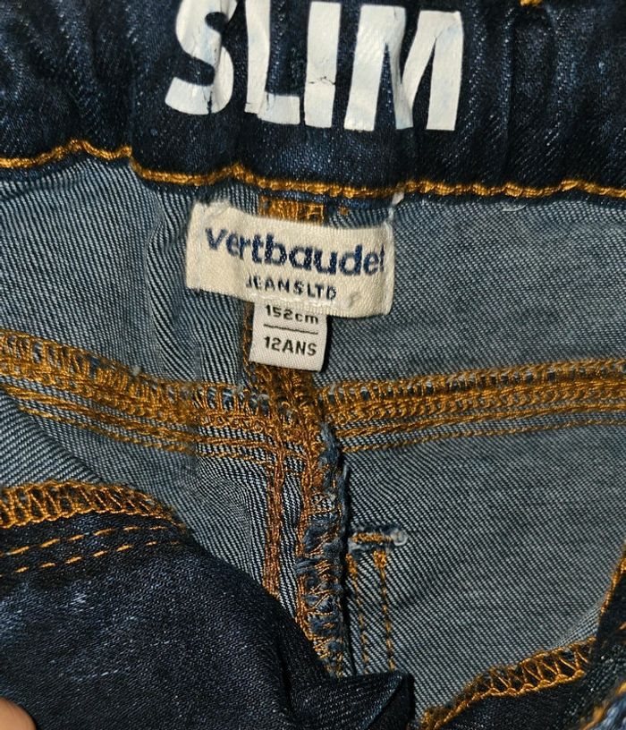 Jean bleu foncé slim vertbaudet taille 12 ans - photo numéro 3