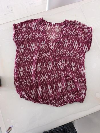 Top voile bordeaux et blanc 38
