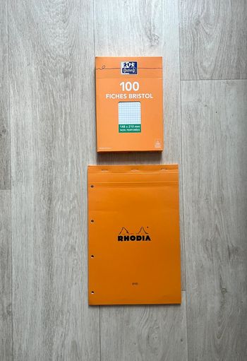 Pack 1 bloc de feuilles Rhodia A4 perforées + feuilles Bristol Oxford A5 neuves