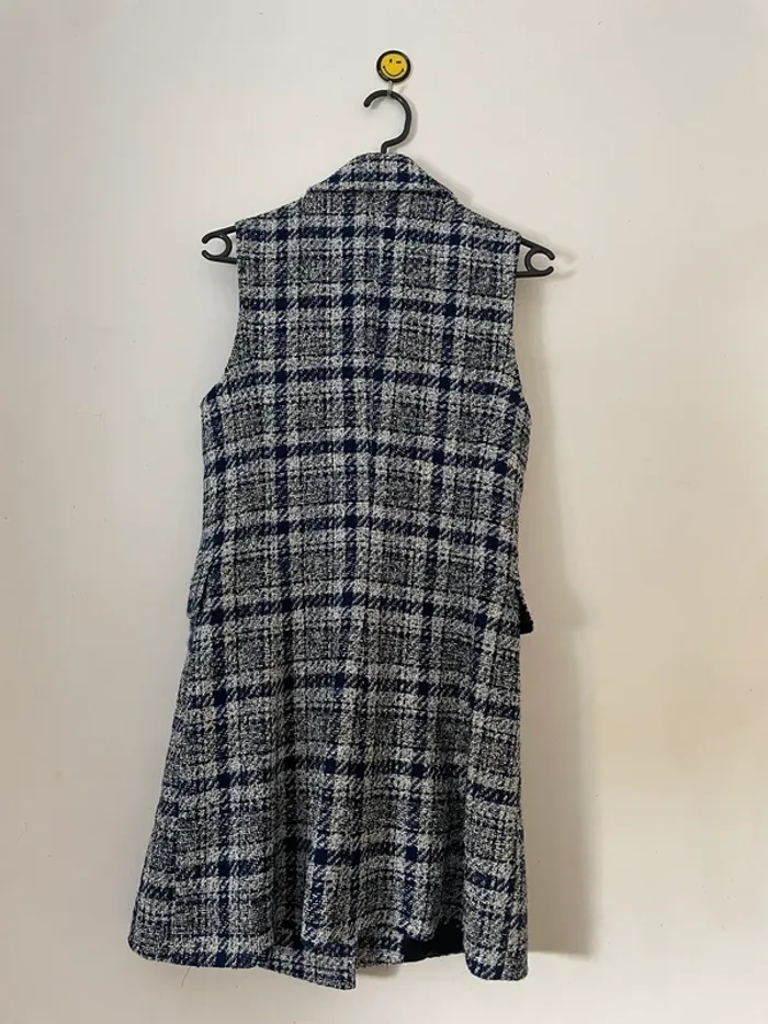 Zara veste blazer texturé /robe tailleur sans manches en tweed taille S - photo numéro 5
